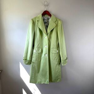 Vintage Y2K Mint Green Longline Blazer Coat Cotton Tailored Jacket, Medium
